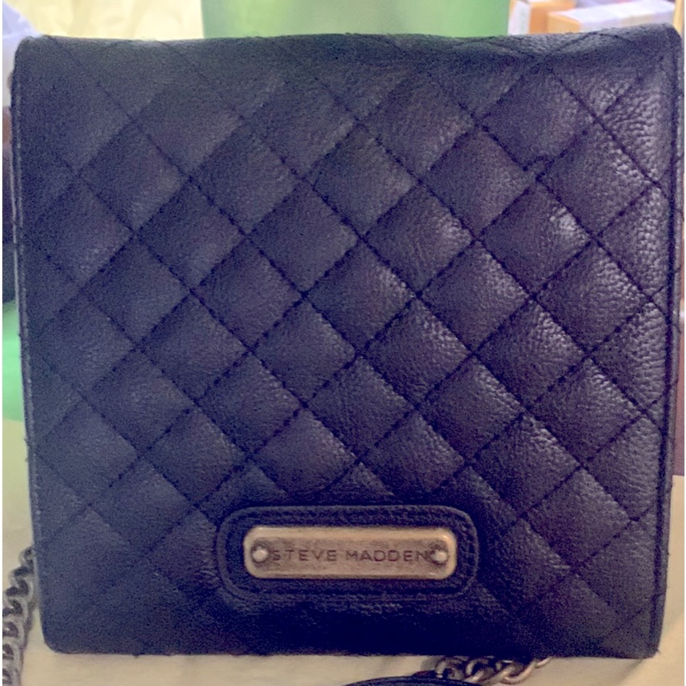 Authentic Vintage black leather bag with vintage shoulder bag